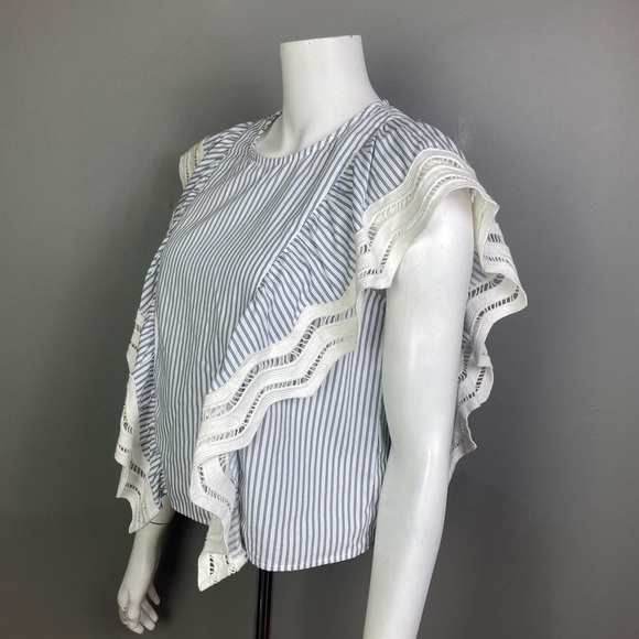 SEA New York top size 6 pinstripe crochet feminine menswear nautical